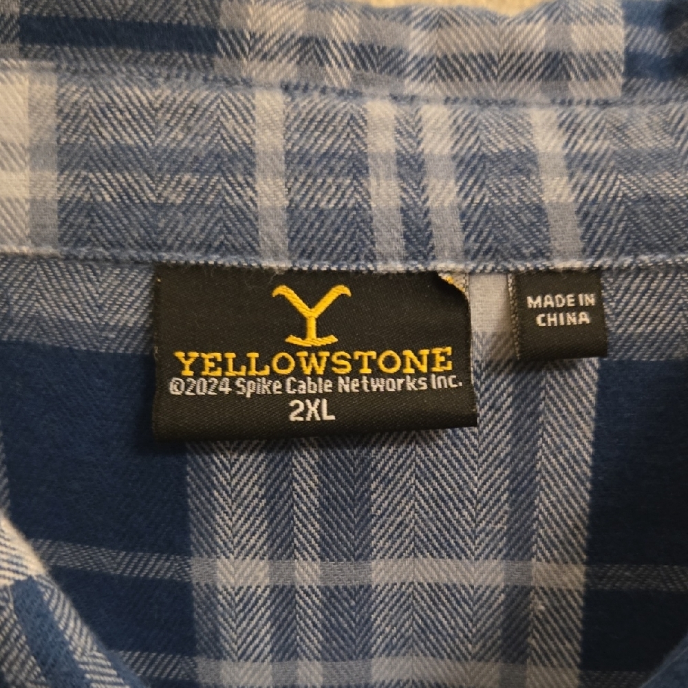 Yellowstone Dutton Ranch Plaid Flannel - Blue - 2XL - Picture 5 of 12